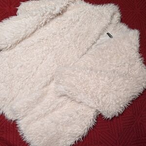 Fluffy White Faux Fur Jacket